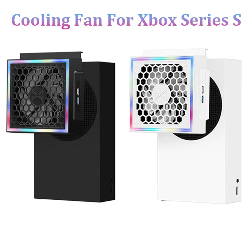 

Охлаждающий вентилятор для консоли Xbox Series S с 2 USB-портами RGB-подсветкой, 7 режима освещения, игровые аксессуары для Xbox Series S
