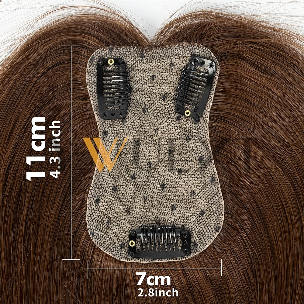 07x11cm Brown Human Hair Piece Topper 12