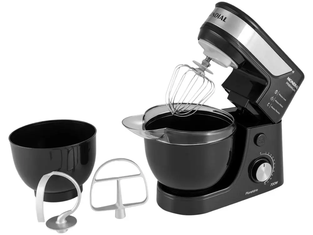 Batedeira Planetária Mondial Preto e Inox 700W - 220V