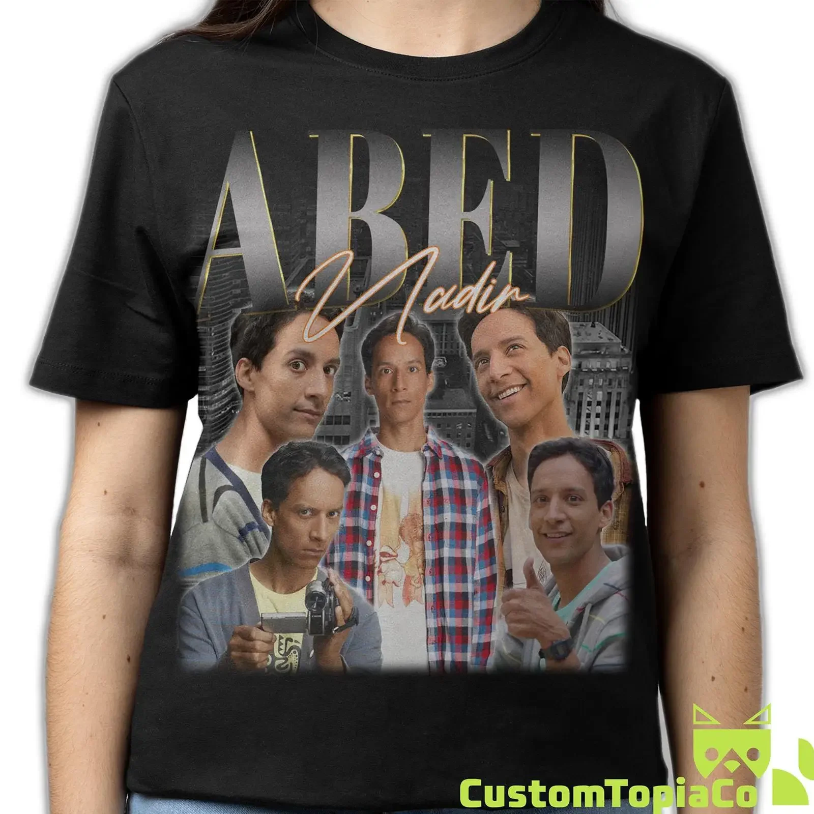 Camiseta de rap estilo bootleg de Abed Nadir, sitcom comunitaria, vintage, Danny Pudi, retro, homenaje a los años 90, merchandising, divertida, para fanáticos de programas de televisión, vintage, lavada