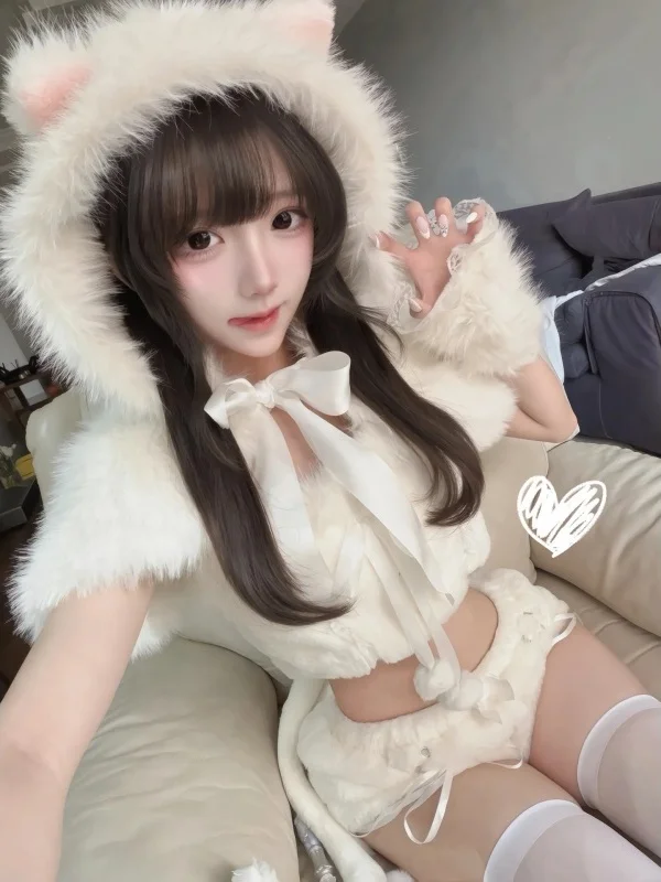 Cute Plush Set Sweet Girl Bow Design Ball Pure Desire Short Sleeve Shirt And Shorts Summer Fashion Outfit for Women