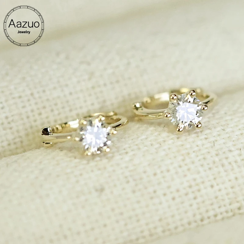 

Aazuo 18K Gold Fine Jewelry Natrual Diamonds 0.26ct Classic Lovely Round Hook Earrings Gifted For Women Wedding Party Au750