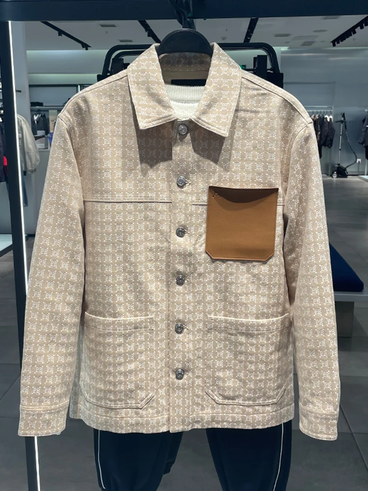 

Spring Autumn Men's Faion Floral Letter Print Long Sve irt Versatile Workwear Classic Collar Sli Outerwear Jaet