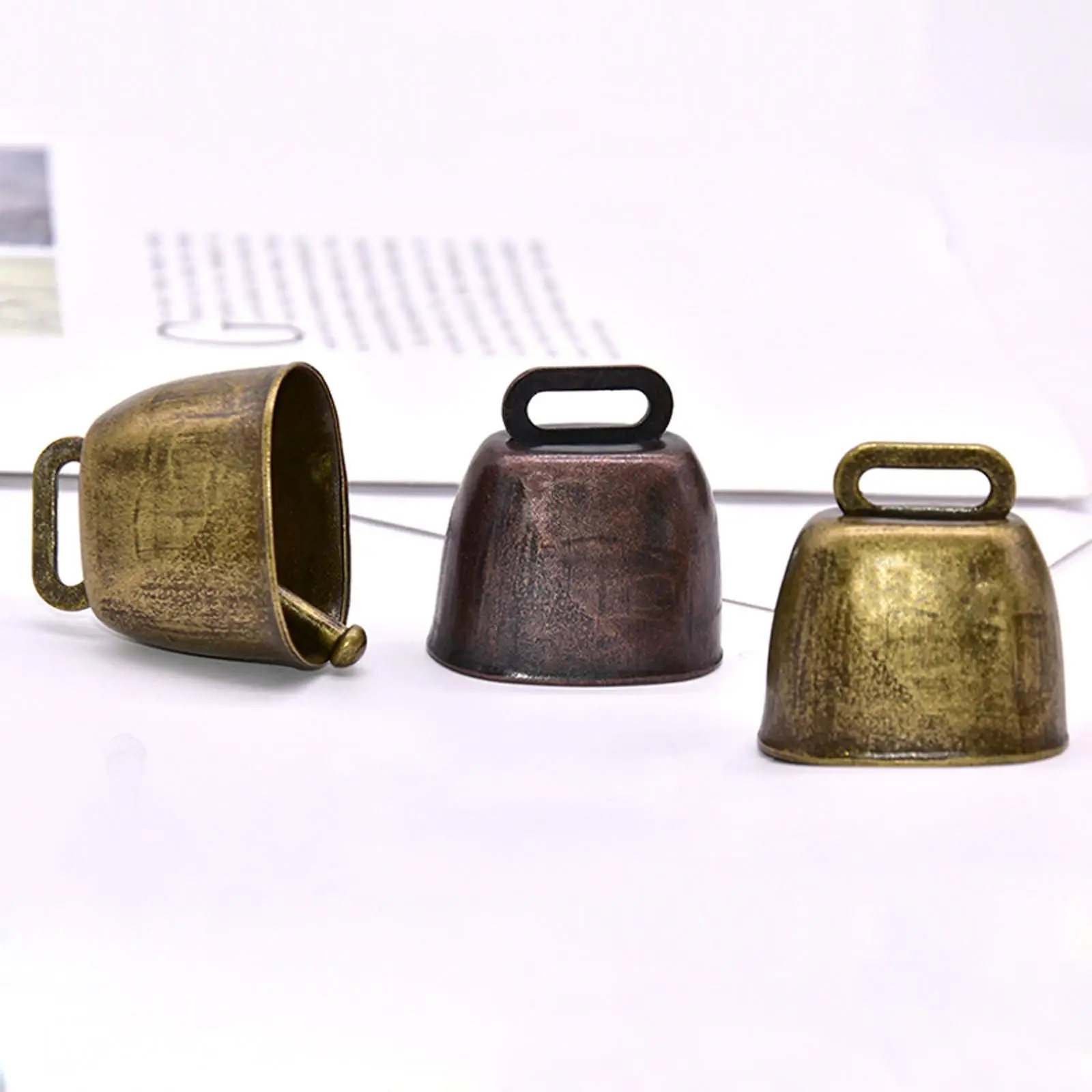 3 Pieces Retro Grazing Bell Chime Pendant Small Premium Cowbell Metal Cow Bell for Cow Horse Farm Animal Dog Accessories