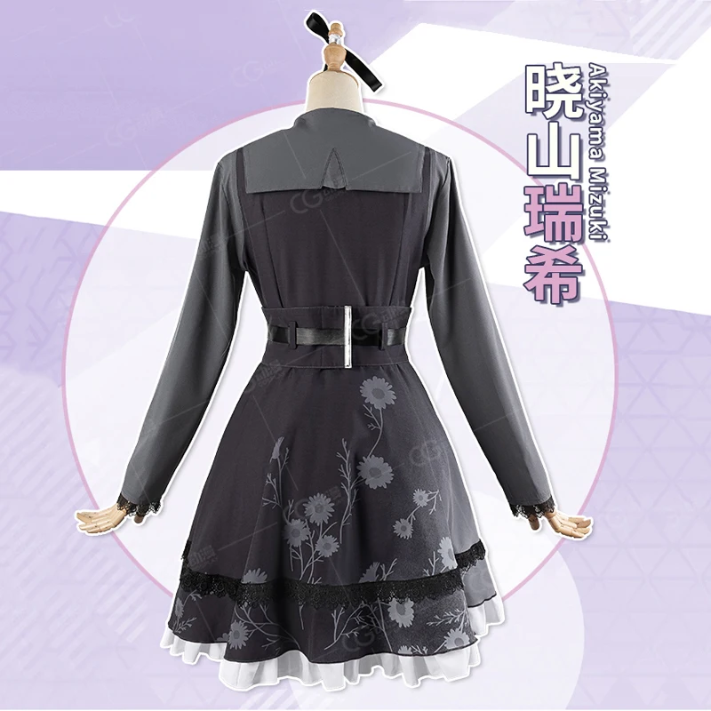 Game Project Sekai Colorful Stage Feat Akiyama Mizuki Cosplay Costume Dress Bowtie Wig Pink Hair Halloween Party Carnival Outfit