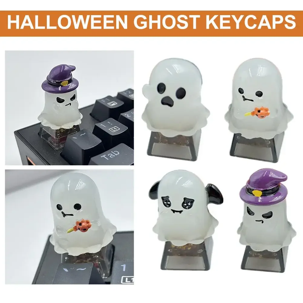 Halloween Ghost Keycaps Gepersonaliseerde Leuke Cartoon Key Caps Creatieve Enkele Hars Ghost Mechanische Toetsenbord Keycaps