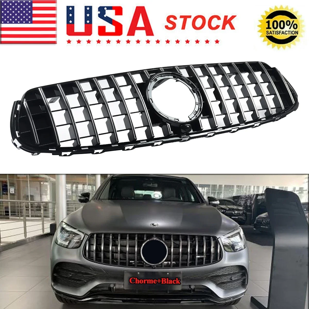 GT STYLE FOR MERCEDES GLC X253 C253 SPORT GLC300 2020+ FRONT GRILLE PANAMERICANA