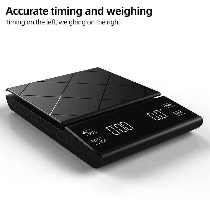 

USB Charging Kitchen Coffee Scale with Timer LED Digital oz/Ib/g Electronic Scale Household Kitchen Food Scale