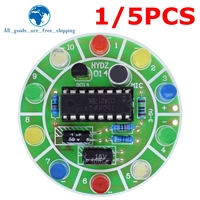TZT 1/5PCS CD4017 colorful voice control rotating LED light kit electronic manufacturing diy kit spare parts student Laboratory