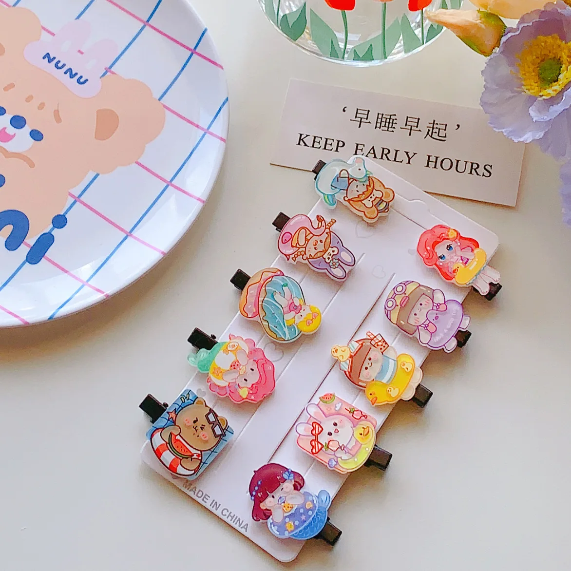 لـ KulomiNew مشبك شعر فتاة جميلة زهرة الأميرة مشبك حافة شابة 10 مجموعات من المشابك الصغيرة