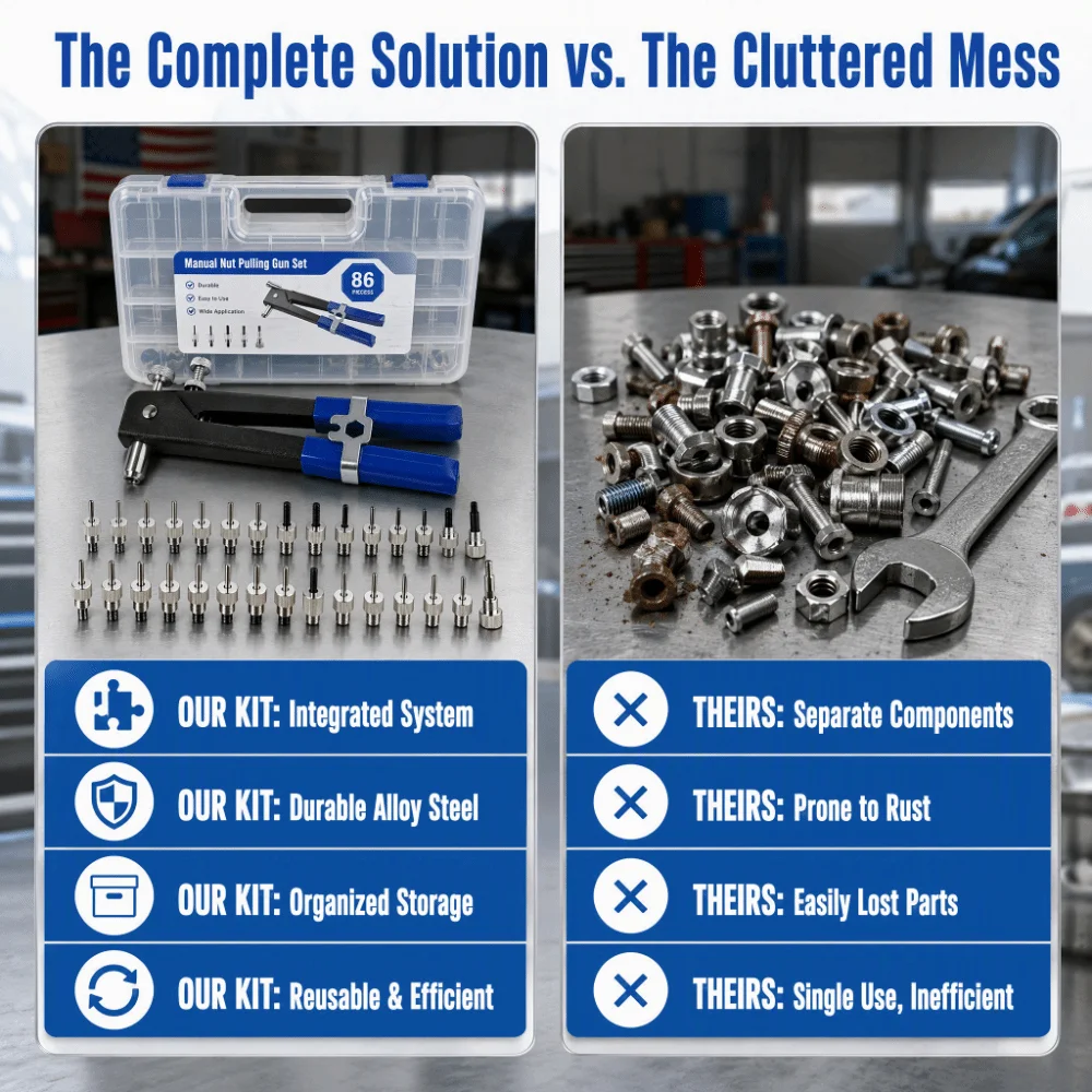 with Metric Nuts Assortment Rivet Nut Tool Kit Non-slip Manual Nut Rivet Plier Set M3/M4/M5/M6/M8 Rust-proof