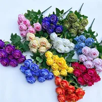 9 Forks Silk Rose Artificial Flower Bouquet For Wedding,Home Decor,Valentine's Day Gift, Room Table Decor,Scenery Decor 2
