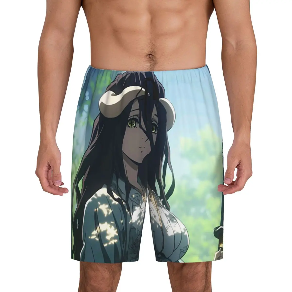 

Мужские короткие пижамные шорты Custom Adventure Anime Albedo Overlord, нижняя часть пижамы для сна и отдыха, шорты для сна
