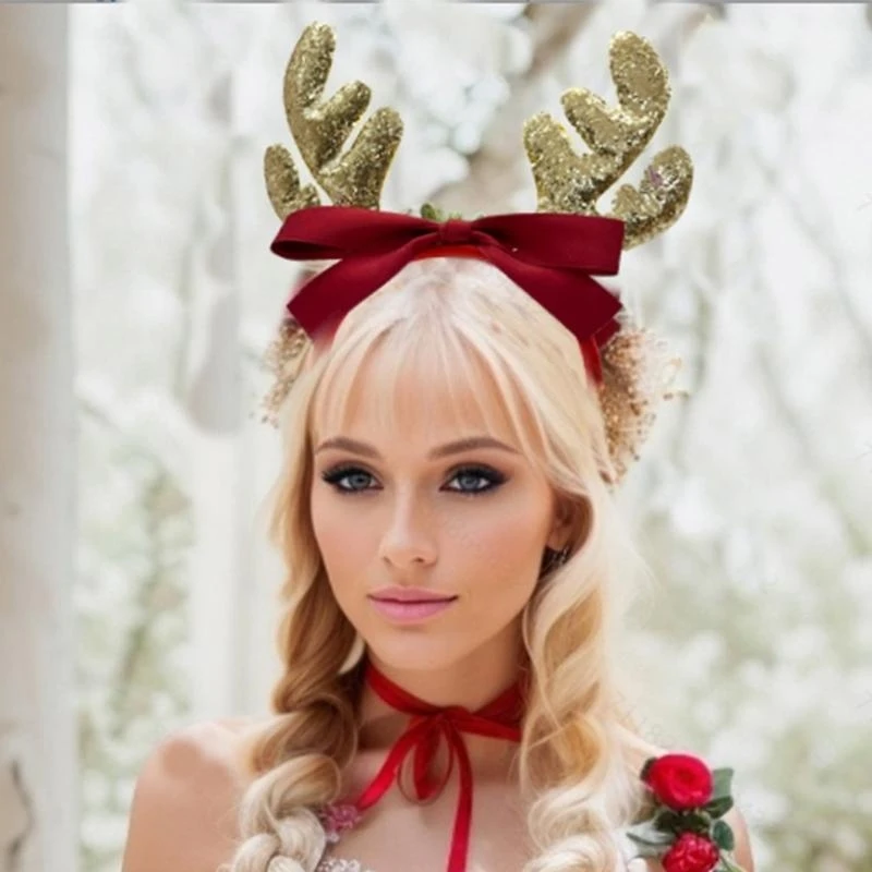 الرنة Hairhoop Christmas Bowtie Headband Festival Props Proced
