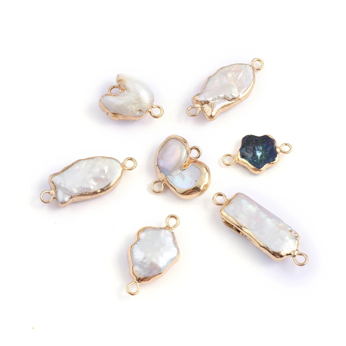 5 Pcs Fashion Natural Freshwater Pearl Randomly Colorful Baroque Connectors for Jewelry Making DIY Necklace Accessories Pendant