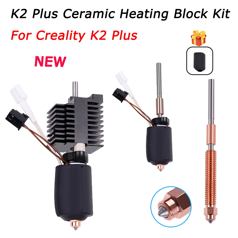 

For Creality K2 Plus/K2 Pro Hotend Kit Ceramic Heating Block Replacement Hot End For K2 3D Printer Spare Parts Quick-Swap Nozzle