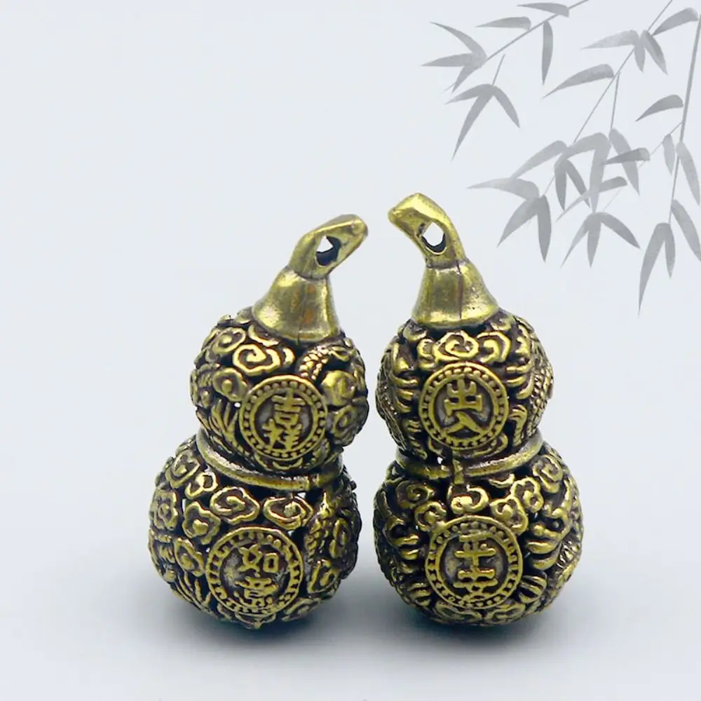 Brass Gourd Miniatures Lucky Crafts Handmade Copper Gourd Key Chain Openable Design Chinese Style Car Gourd Pendants