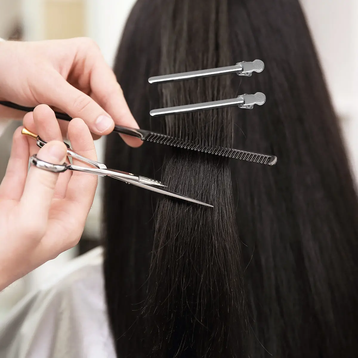 

12Pcs Stainless Steel Hair Pins Duckbill Clips for Hair Sectioning Tight Hold Styling Barber Tools Tight Clips