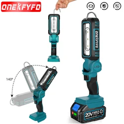 ONEKFYFD lampada da lavoro a LED senza fili a due livelli regolabile illuminazione grandangolare rotante a 140 gradi per batteria Makita 18V