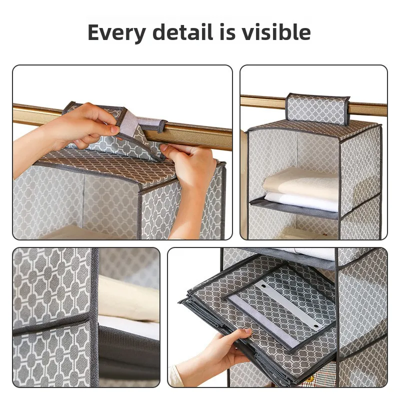 Multi-layer Storage Hanging Bag for Home Wardrobe Hanging Clothing Storage Bag Foldable Bag Miscellaneous Stereo Storage view 4