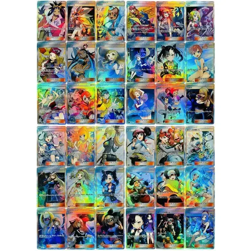 18 sztuk/zestaw Anime bogini Pokemon DIY ACG karta błysk laserowy Rosa Lusamine zabawki dla chłopców kolekcjonerskie kartki prezent urodzinowy