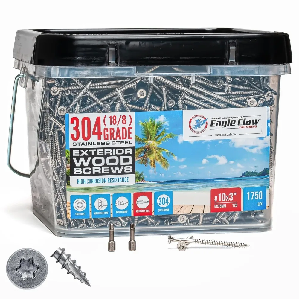 

Винты для палубы из нержавеющей стали 1Torx Drive с плоской головкой | Винты по дереву из нержавеющей стали класса 304, высокая коррозионная стойкость