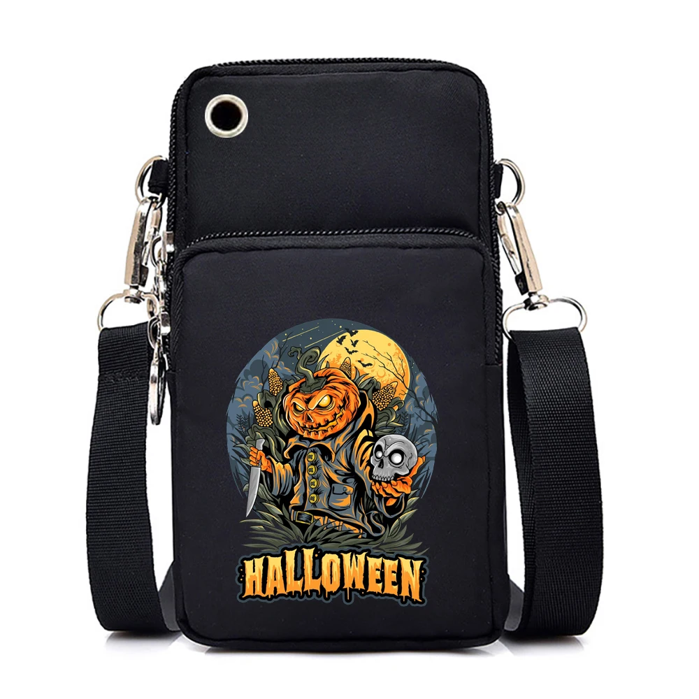 Harajuku Halloween Tote Bag Women Punk Pumpkin Purse Handbags Horror Movies Halloween CrossBody Mobile Phone Bag for Women