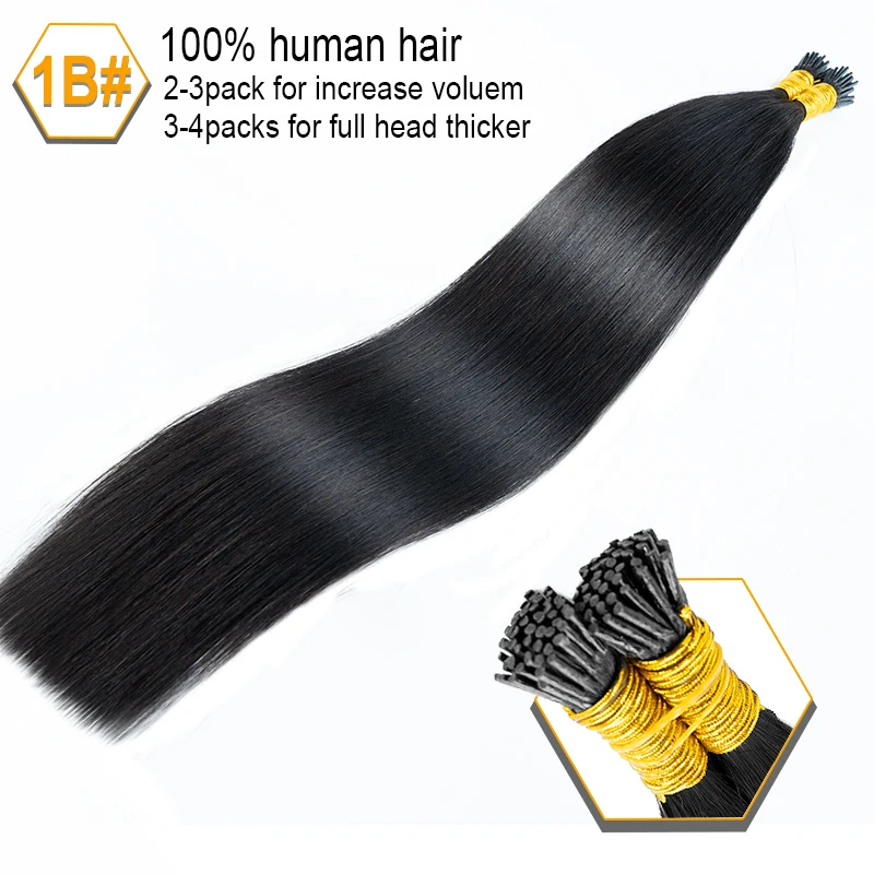 Indian Hair I Tip Hair Extension Straight Human Hair Extension 0.9g /Strand Capsule Keratin Natural Fusion Human Hair Extension