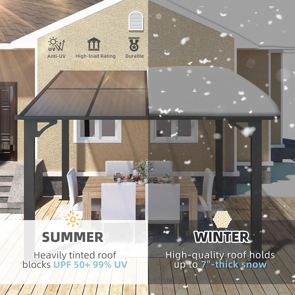 شرفة شرفة للفناء مقاس 8 × 8 بوصات، عريشة صغيرة مثبتة على الحائط مع سقف (64 مربع. قدم مظلل) على التخليص