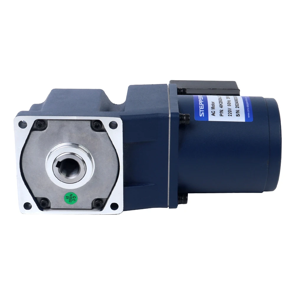 STEPPERONLINE AC Induction Motor 25W 220VAC Right Angle Gearbox Ratio 10-180:1 with Capacitance Hollow Shaft  for Mechanical