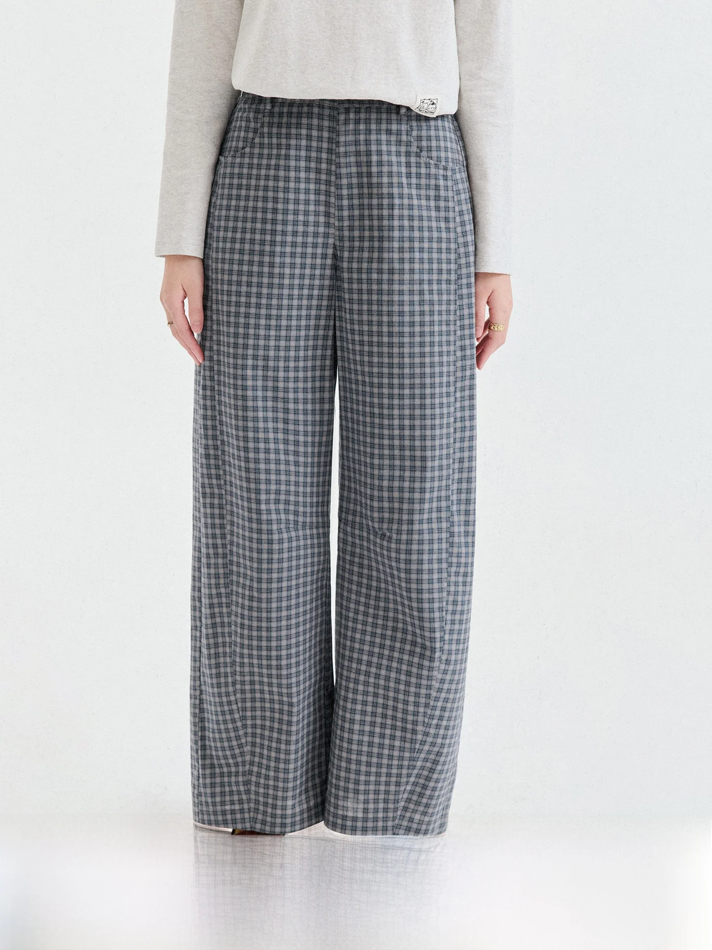 Original AMUU High Waist Loose Checkered Knife Pants Women's Casual Trousers Autumn New Style Versatile Commuter Wind Korean ...