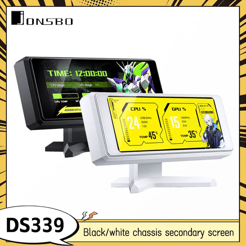 

JONSBO DS339 Chassis Secondary Screen 3.39-inch IPS Screen Multi-format Custom Theme USB Interface Direct Connection Black/White