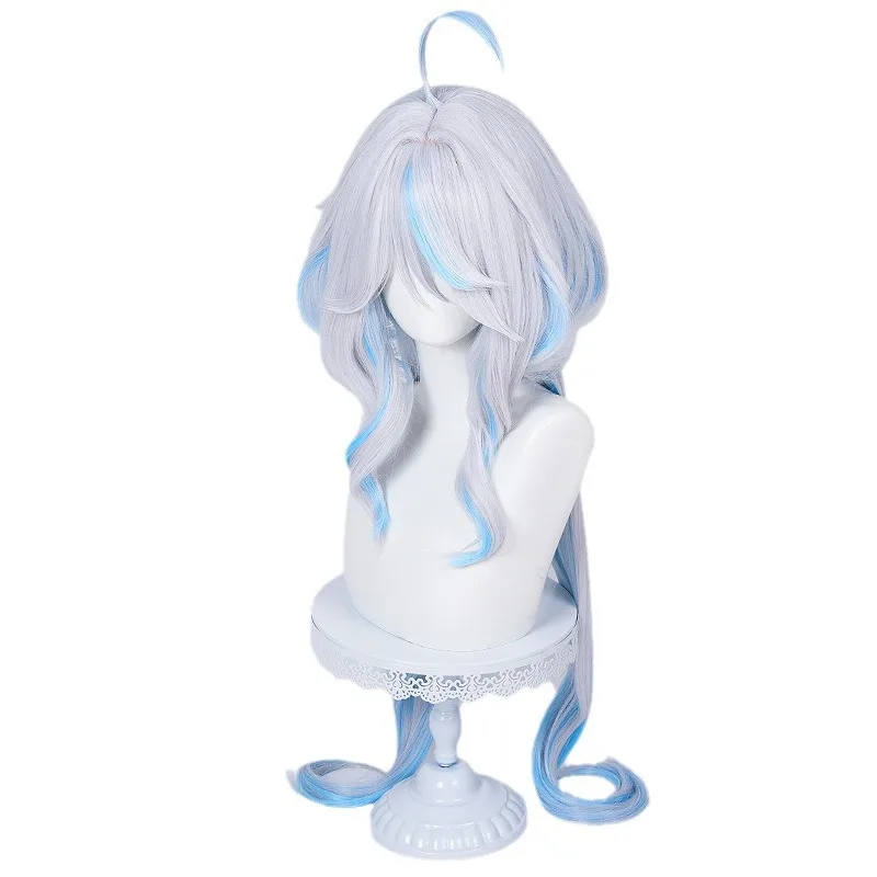 Jogo genshin impacto furina peruca cosplay rosa rede 100cm longo focalors anime perucas de cabelo sintético resistente ao calor