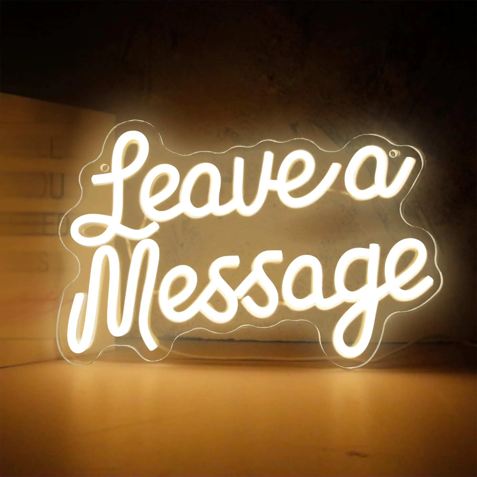 Leave a Message Neon Sign Custom Warm White LED Neon Light Wall Decor for Coffee Shop Bar Restaurant Store Front Guest Room Deco