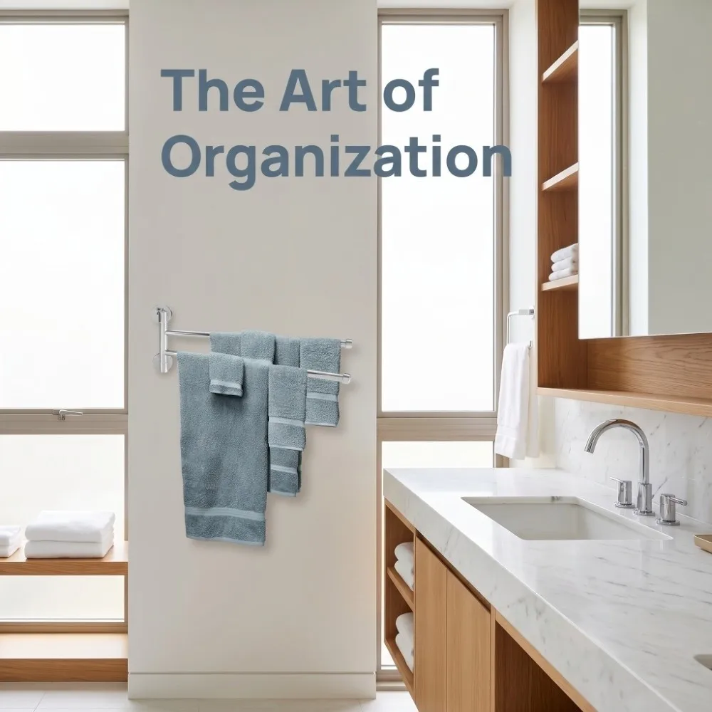 Practical Stainless Steel Towel Rack Wall Mounted Swivel Towel Hanger Modern Silver Towel Bar Home Hotel