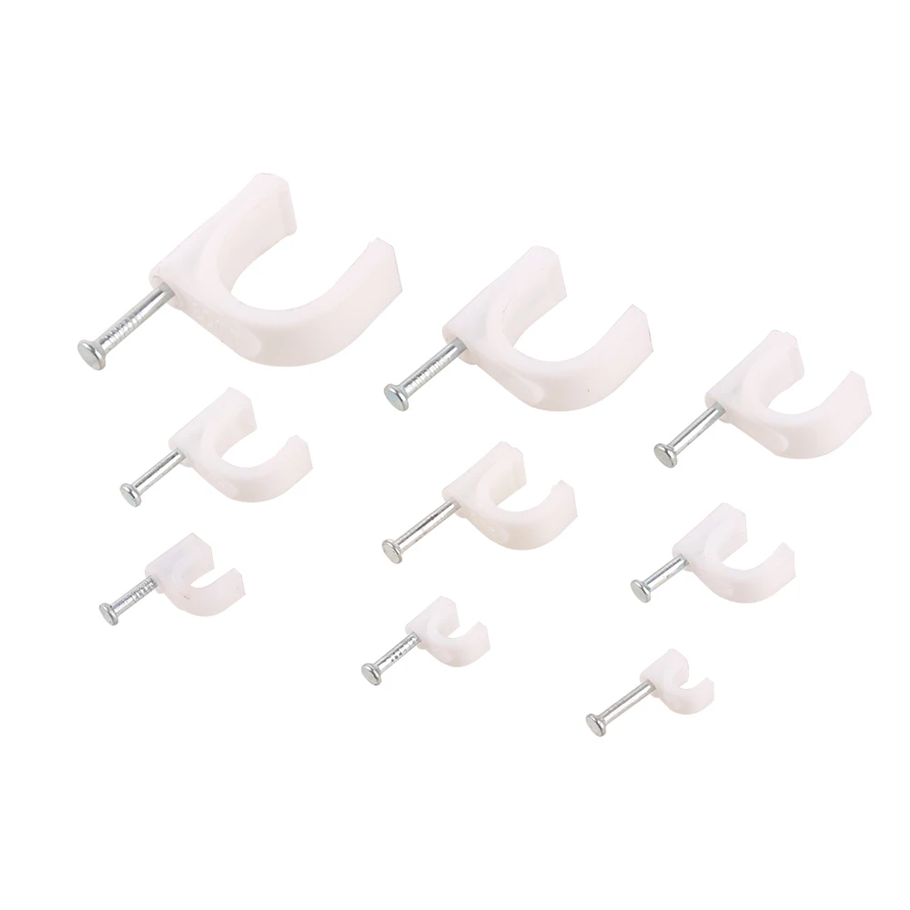 4mm 5mm 6mm 8mm Circle Path Circle cable clips cable nail wire clips 100PCS/bag 10mm 12mm 16mm cable clips Round white Y4 Y6 Y12