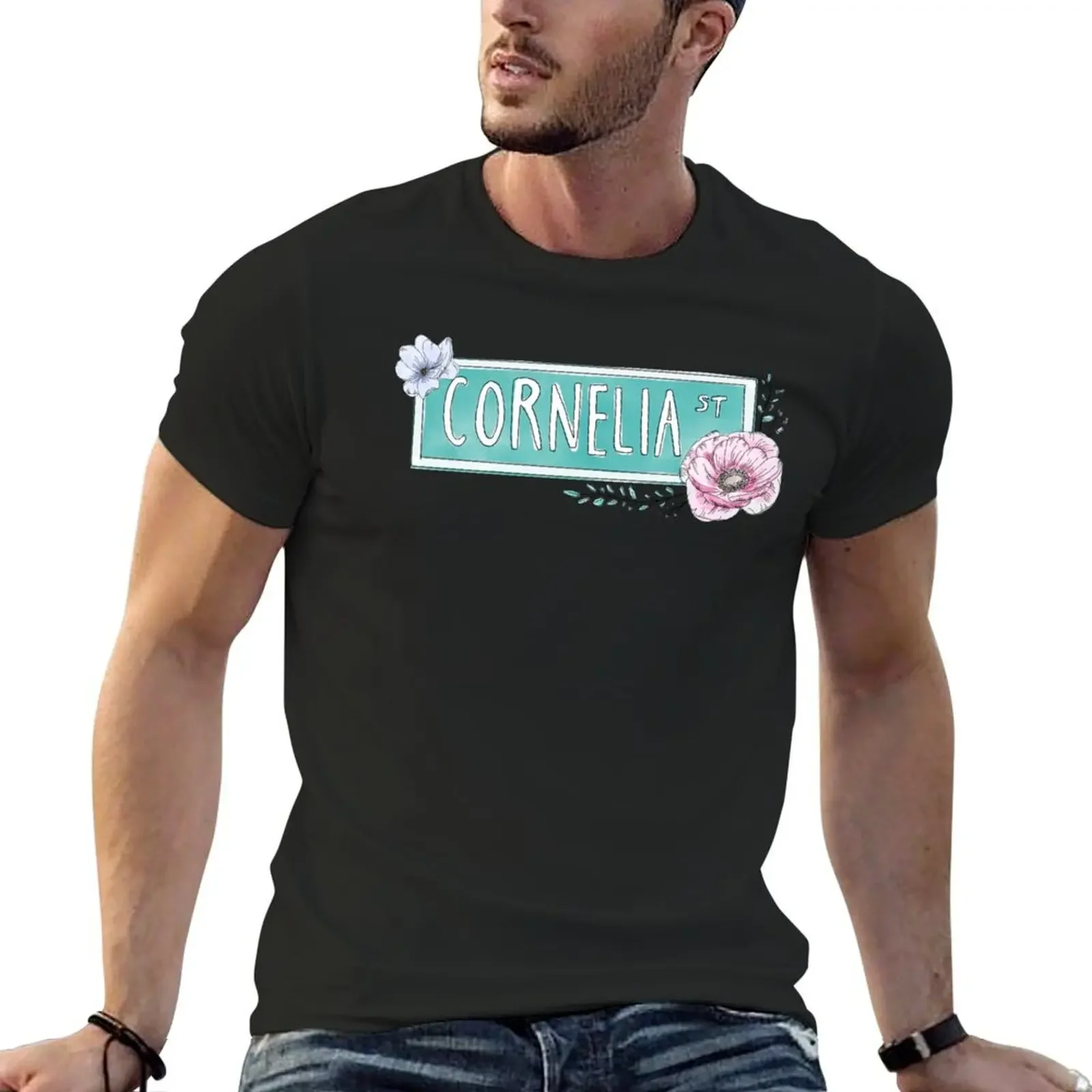 Watercolor Floral Cornelia Street Sign | NYC Palette T-Shirt cute clothes oversizeds mens plain t shirts