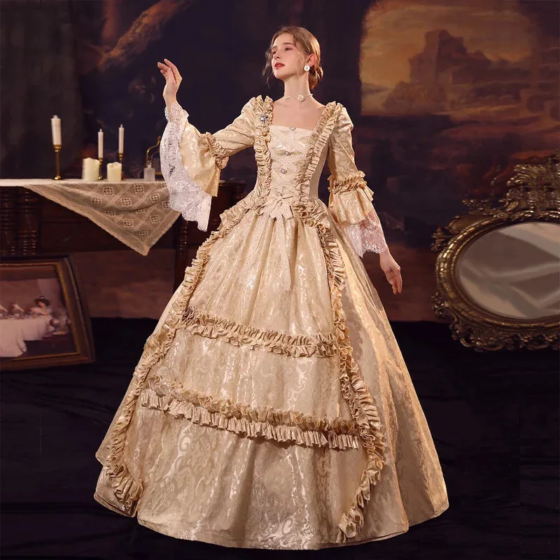 

French oil painting court dress Princess dress jacquard photo drama annual masquerade ball tea party court dress