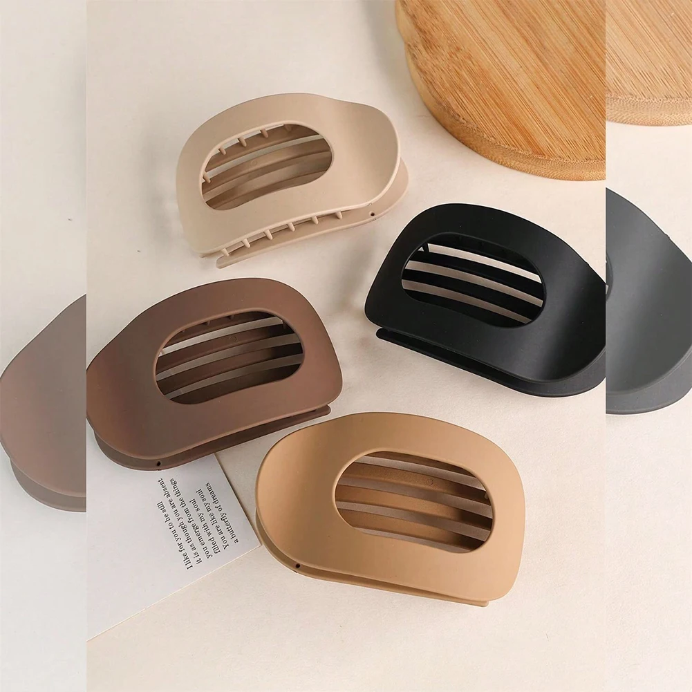 4 PCS Flat Hair Clips, Round Lay Down Hair Claw Clips for Women Girls, Comfortable Curved Flat Clips for Thick Thin Hair