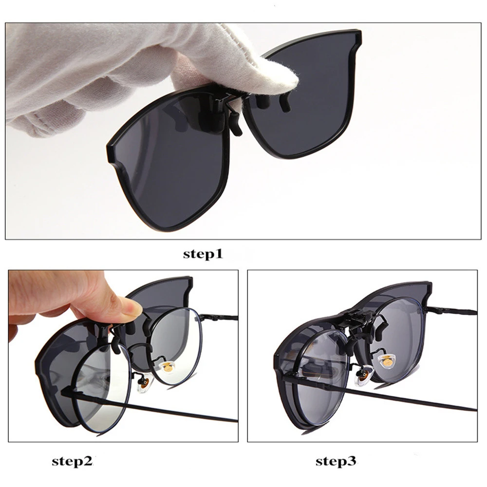 Men Women Clip On Sunglasses Polarizing Color Changing Sunglasses Photochromic Vintage Clip Glasses Night Vision Driving Goggles