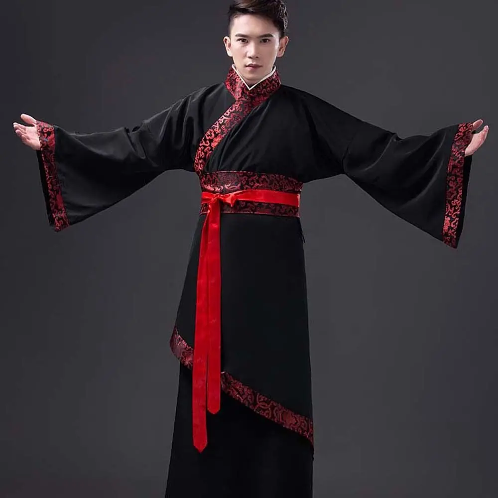 Roupa antiga chinesa masculina hanfu cosplay dança folclórica homens chineses vestido antigo tamanho grande pano chinês traje antigo ao ar livre