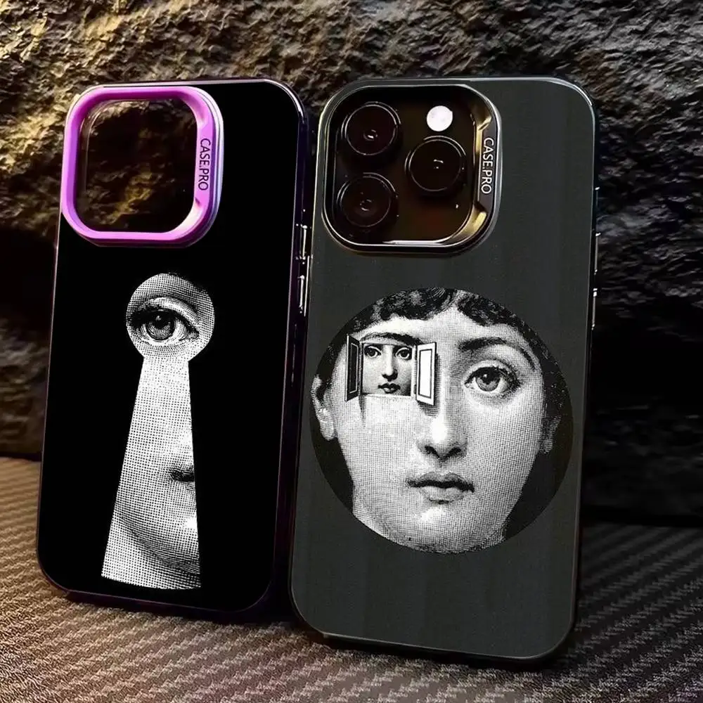 

COOL P-PieroS F-Face Art Phone Case For iPhone17,16,15,14,13,12,11 Plus,Pro Max Colored Silver Plated Inside Cover