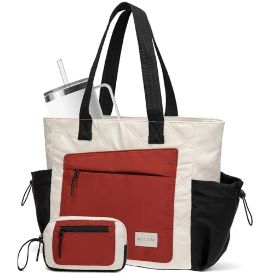 

2PCS Women Tote Bag, Puffer Lightweight Shoulder Bags, Quilted Nurse Totes with Zipper for Work, Traveling, College