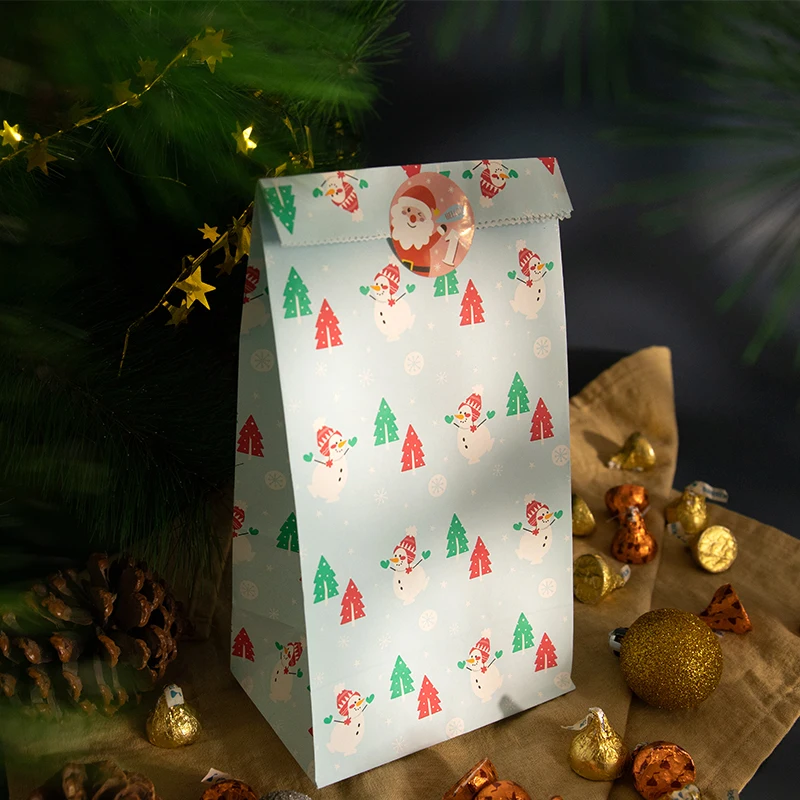 24 Sets Weihnachts-Geschenktüten aus Papier mit Aufklebern, Weihnachtsmann, Weihnachtsparty-Geschenktüten, Adventskalender, Leckerli-Tasche, Neujahrsparty-Zubehör – Detail 8