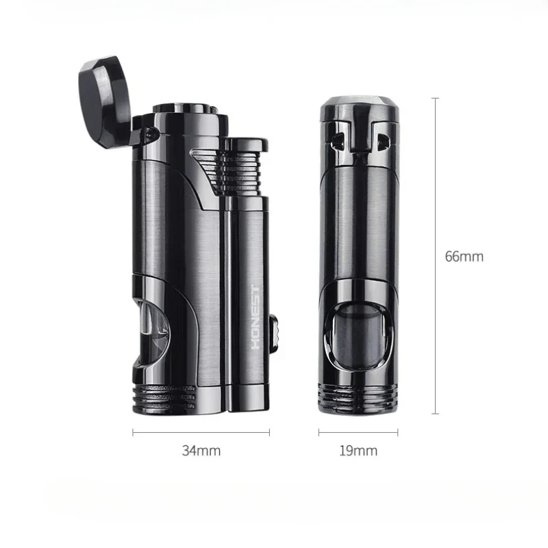 Honest Windproof Metal Portable Turbo High Power Torch Butane Gas Lighter Cigar Cutter Multifunctional Tool Men\'s Gift