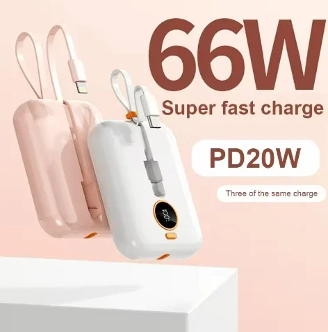 Mini Power Bank 20000mAh Type-C/for Apple Built in Cable Protable Powerbank  PD22.5W Super Fast Charging for Huawei P30 P40