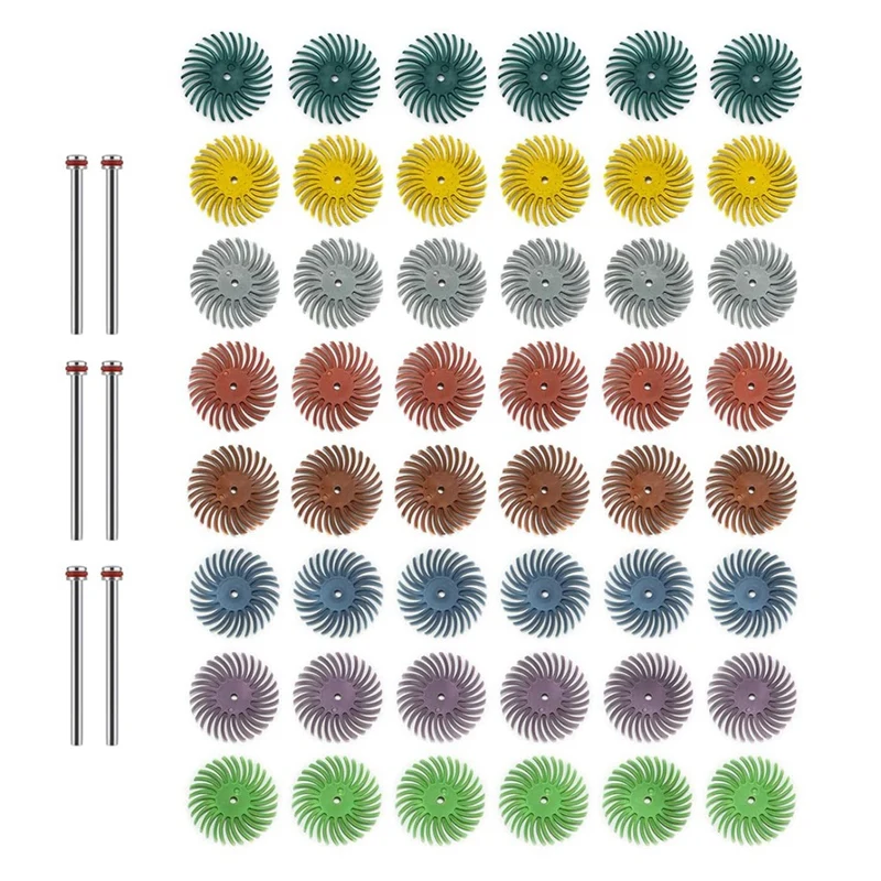 

Hot 48Pcs 1 Inch Radial Bristle Disc Kit With 3Mm Shank For Rotary Tools Detail Abrasive Wheel For Jewelry Wood Metal