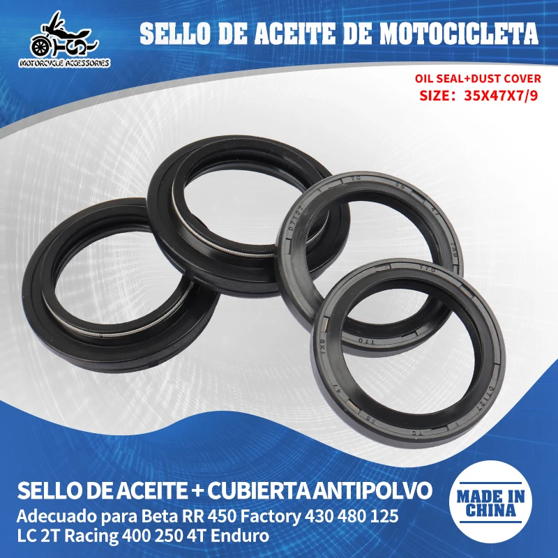 SJ 35x47x7/9 accesorios de motocicleta amortiguador de horquilla delantera sello de polvo para Beta RR 125 200 LC 2T RR 350 EFI Enduro 450 fábrica