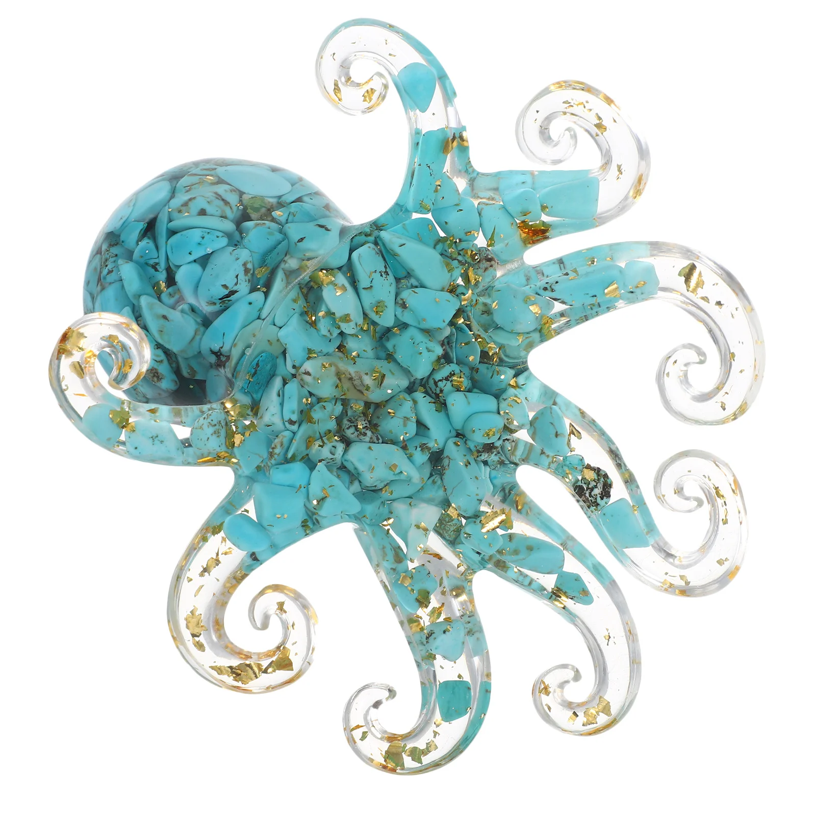 

Crystal Octopus Statue Handmade Resin Sea Animal Desktop Decoration Aquarium Ornament for Home Office Crystal Sculpture