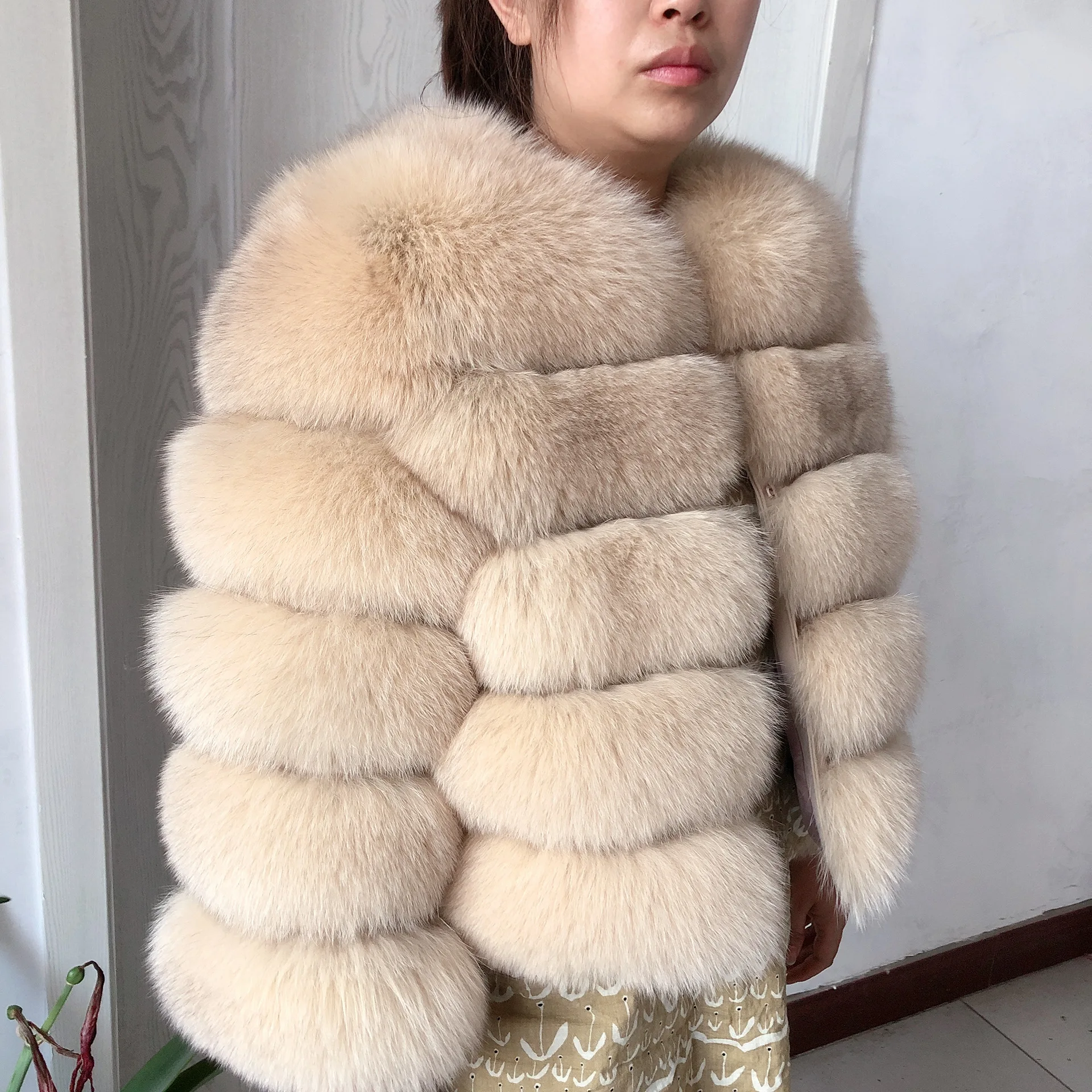 New Real Fox Fur Coat Women's Winter Warm 100% Natural Fur Jacket Short Raccoon Fur Coat Women's High Quality Hot Sale